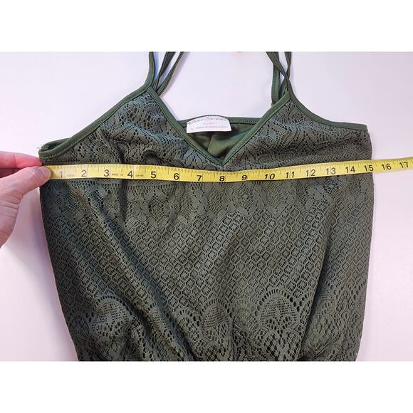 Bobbie Brooks size L large green lace lined short romper summer whimsigoth EUC - Picture 8 of 9